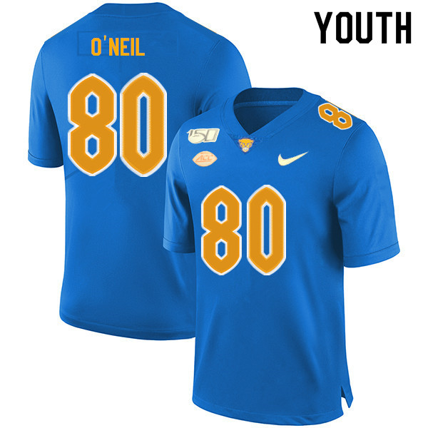 2019 Youth #80 Cameron O'Neil Pitt Panthers College Football Jerseys Sale-Royal